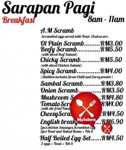 Breakfast Menu Tumes Cafe